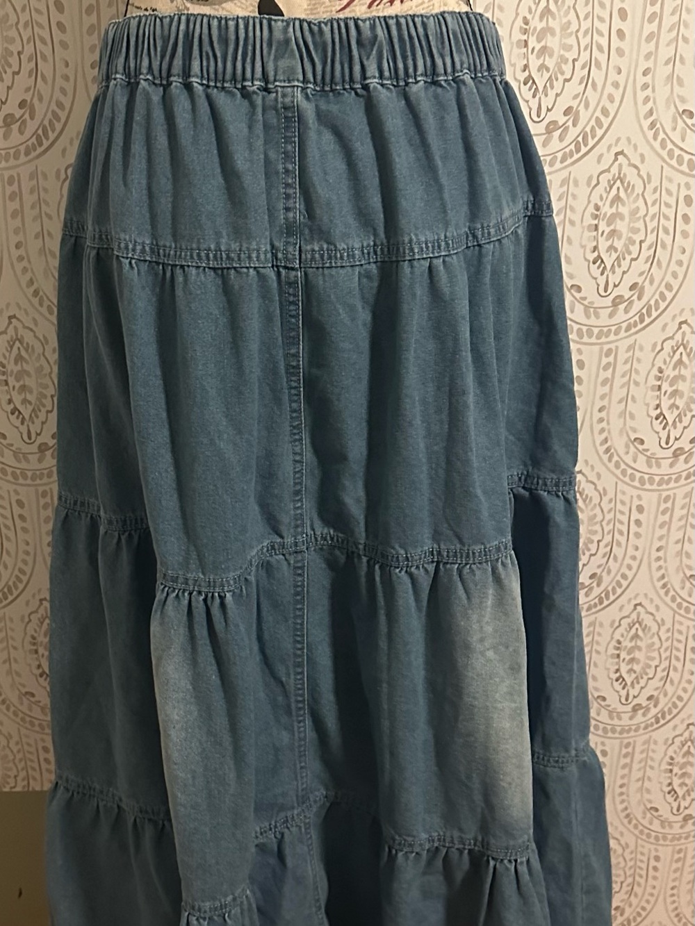 Amazon Chartou Denim Tiered Maxi Skirt - Blue - Picture 4 of 5